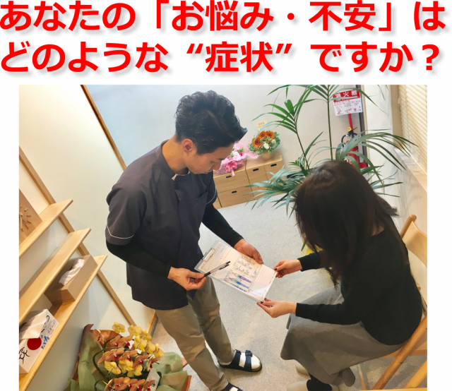 あなたの「お悩み・不安」はどのような症状ですか?画像。千葉県柏市で整体院をお探しなら宮田カイロプラクティックにお任せ下さい!
